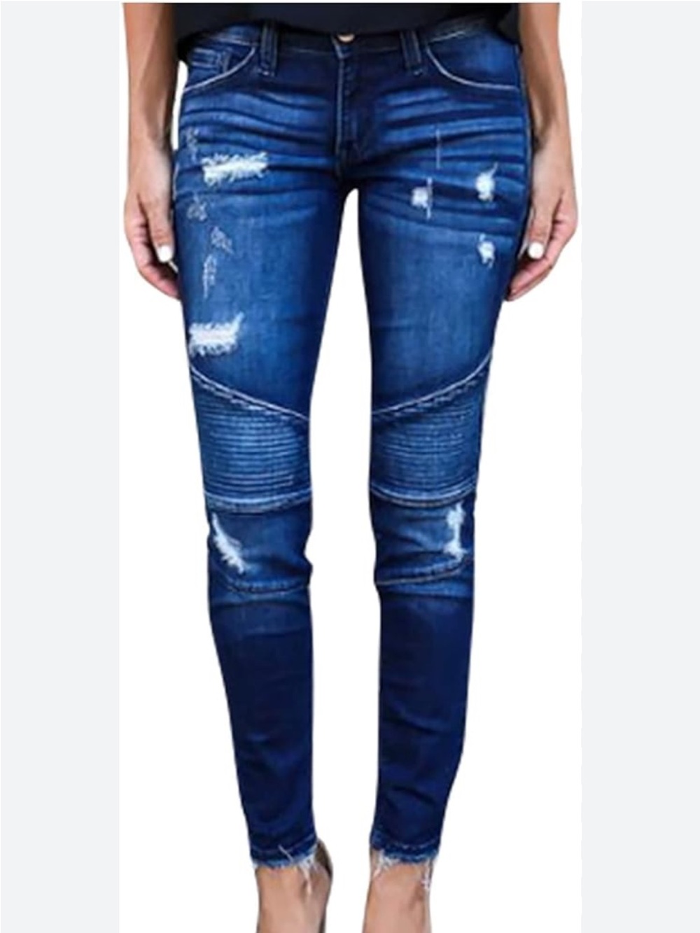 KanCan Dark Blue Distressed Moto Skinny Jeans size 27
